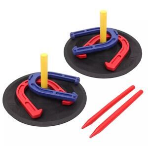 Indoor Outdoor Rubber Horseshoe Family Game Set Backyard Camp Tailgating Ages 8+